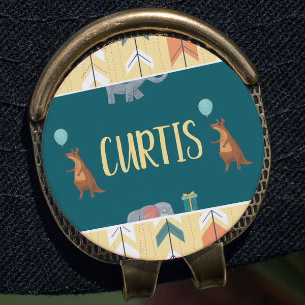 Animal Friend Birthday Golf Ball Marker Hat Clip - Gold - Close Up