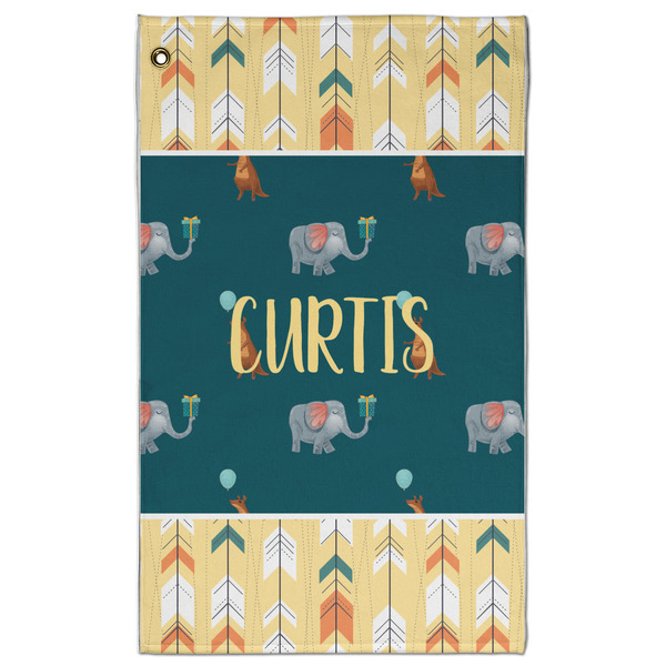 Custom Animal Friend Birthday Golf Towel - Poly-Cotton Blend w/ Name or Text
