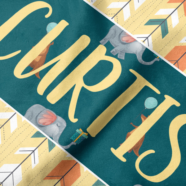 Animal Friend Birthday Hooded Baby Towel- Detail Close Up