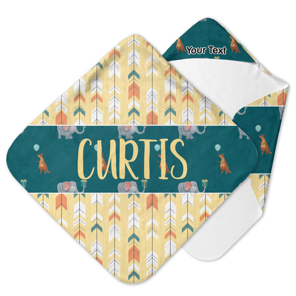 Custom Animal Friend Birthday Hooded Baby Towel (Personalized)