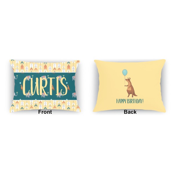 Animal Friend Birthday Indoor Rectangular Burlap Pillow (Front and Back)