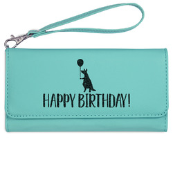 Animal Friend Birthday Ladies Leatherette Wallet - Laser Engraved- Teal (Personalized)