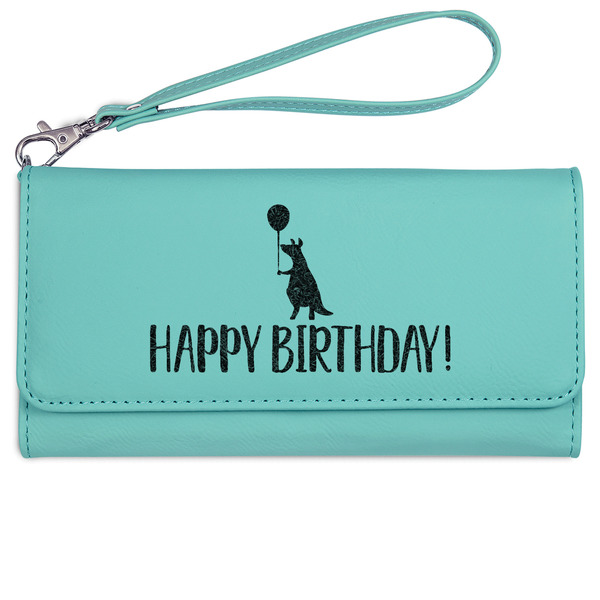 Animal Friend Birthday Ladies Wallet - Leather - Teal - Front View