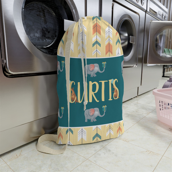 Animal Friend Birthday Large Laundry Bag - In Context