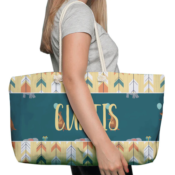 Animal Friend Birthday Large Rope Tote Bag - In Context View