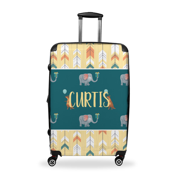 Custom Animal Friend Birthday Suitcase - 28" Large - Checked w/ Name or Text