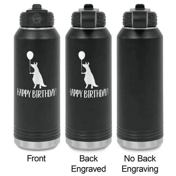 Animal Friend Birthday Laser Engraved Water Bottles - 2 Styles - Front & Back View
