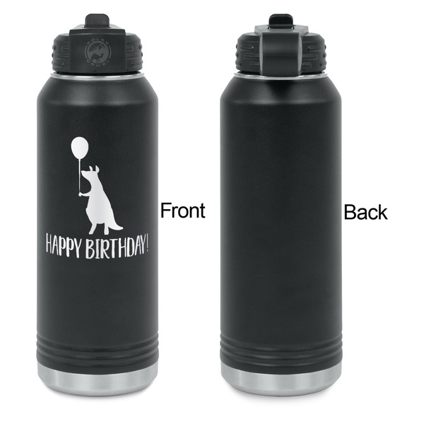 Animal Friend Birthday Laser Engraved Water Bottles - Front Engraving - Front & Back View