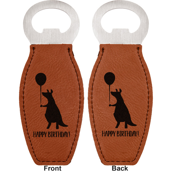 Animal Friend Birthday Leather Bar Bottle Opener - Front and Back