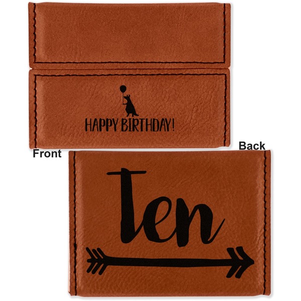Animal Friend Birthday Leather Business Card Holder - Front Back