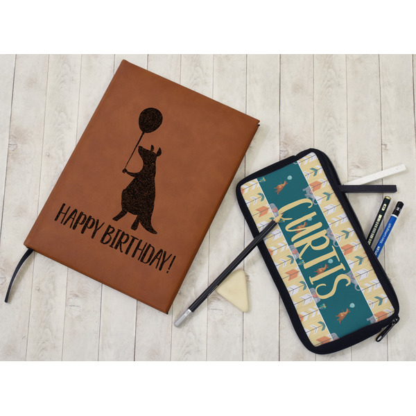 Animal Friend Birthday Leather Sketchbook - Large - Single Sided - In Context