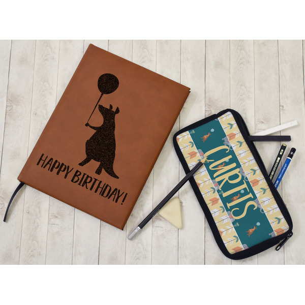 Animal Friend Birthday Leather Sketchbook - Small - Single Sided - In Context