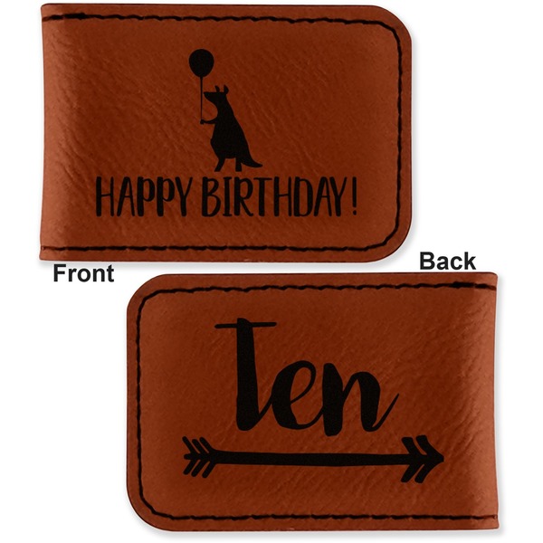 Animal Friend Birthday Leatherette Magnetic Money Clip - Front and Back