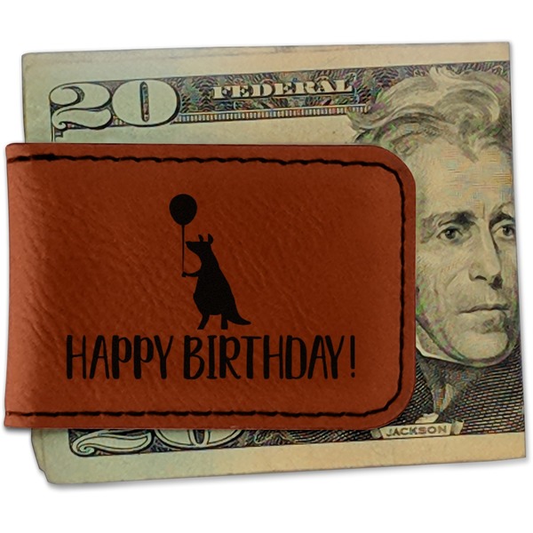 Custom Animal Friend Birthday Leatherette Magnetic Money Clip - Single Sided (Personalized)