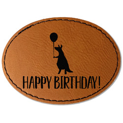 Animal Friend Birthday Faux Leather Iron On Patch - Oval (Personalized)
