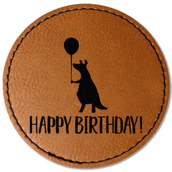 Animal Friend Birthday Faux Leather Iron On Patch - Round (Personalized)