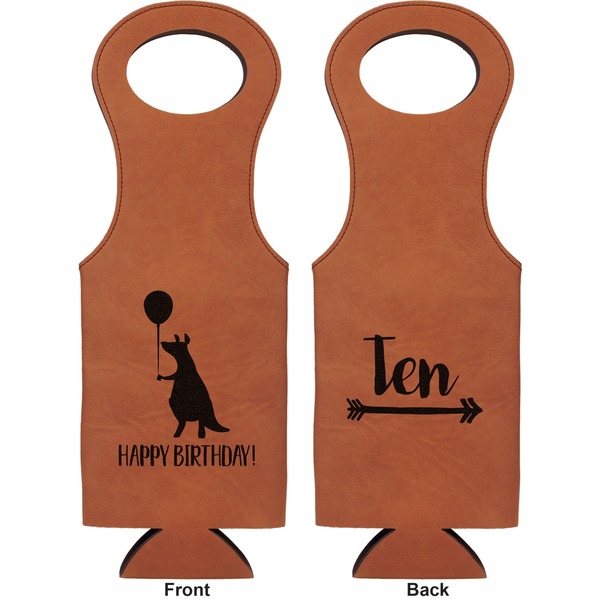 Animal Friend Birthday Leatherette Wine Tote Double Sided - Front and Back