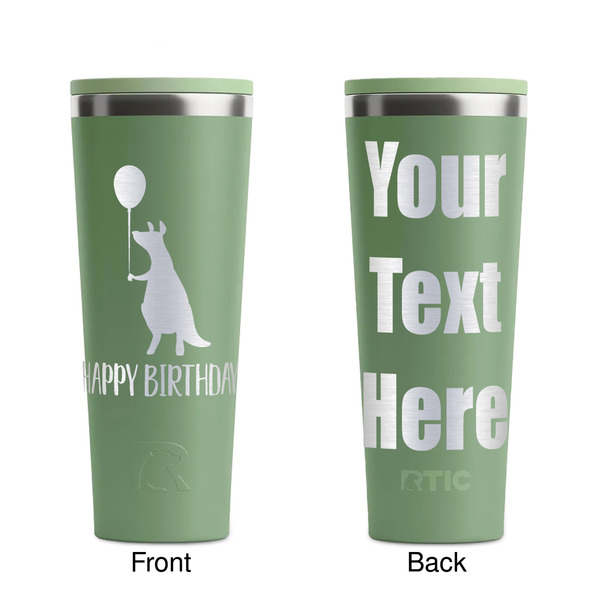 Animal Friend Birthday Light Green RTIC Everyday Tumbler - 28 oz. - Front and Back