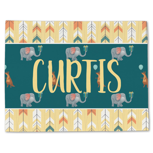 Custom Animal Friend Birthday Single-Sided Linen Placemat - Single w/ Name or Text