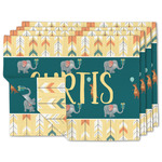 Animal Friend Birthday Double-Sided Linen Placemat - Set of 4 w/ Name or Text