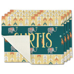Animal Friend Birthday Single-Sided Linen Placemat - Set of 4 w/ Name or Text
