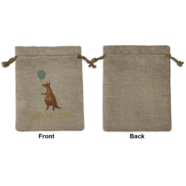 Animal Friend Birthday Medium Burlap Gift Bag - Front Approval