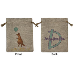 Animal Friend Birthday Medium Burlap Gift Bag - Front & Back (Personalized)