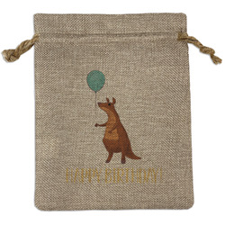 Animal Friend Birthday Medium Burlap Gift Bag - Front (Personalized)