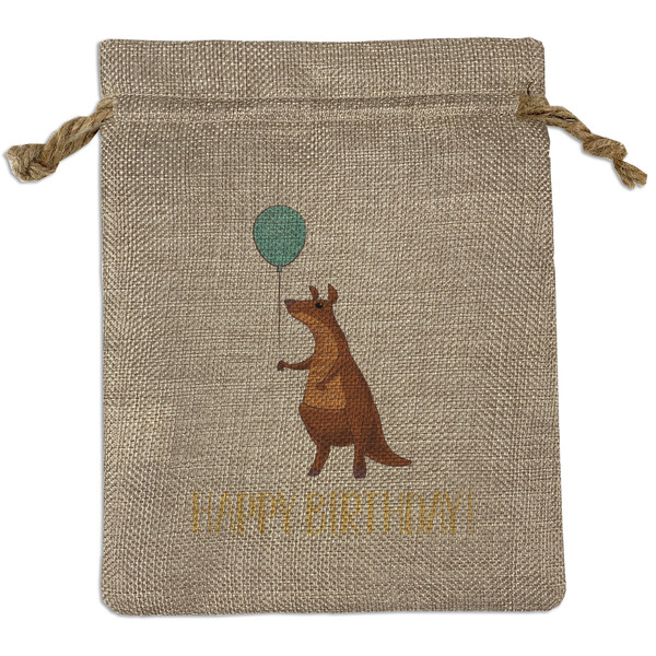 Custom Animal Friend Birthday Medium Burlap Gift Bag - Front (Personalized)