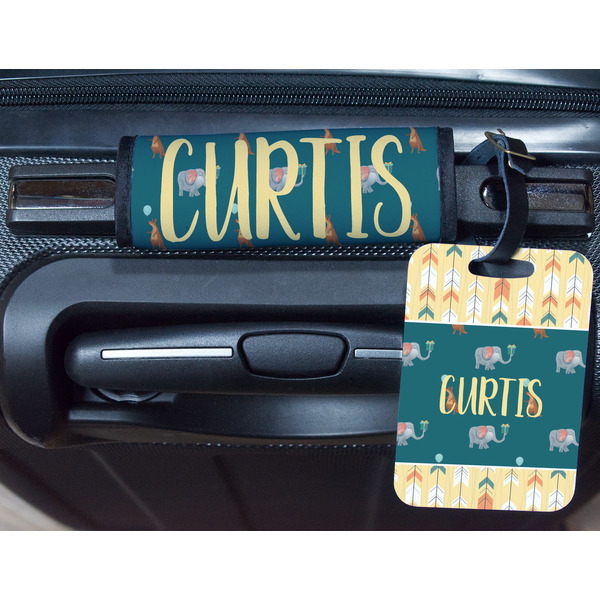 Animal Friend Birthday Metal Luggage Tag & Handle Wrap - In Context