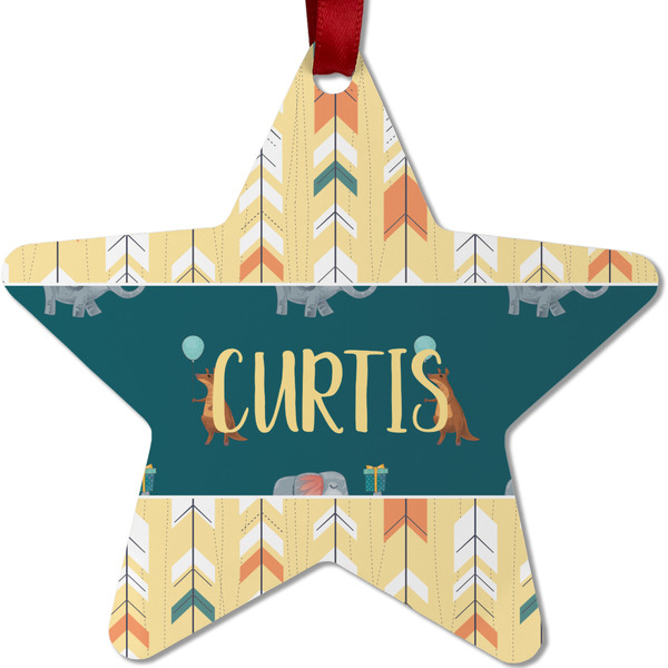 Custom Animal Friend Birthday Metal Star Ornament - Double Sided w/ Name or Text