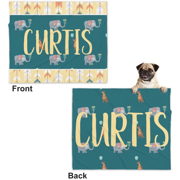 Animal Friend Birthday Microfleece Dog Blanket - Large- Front & Back