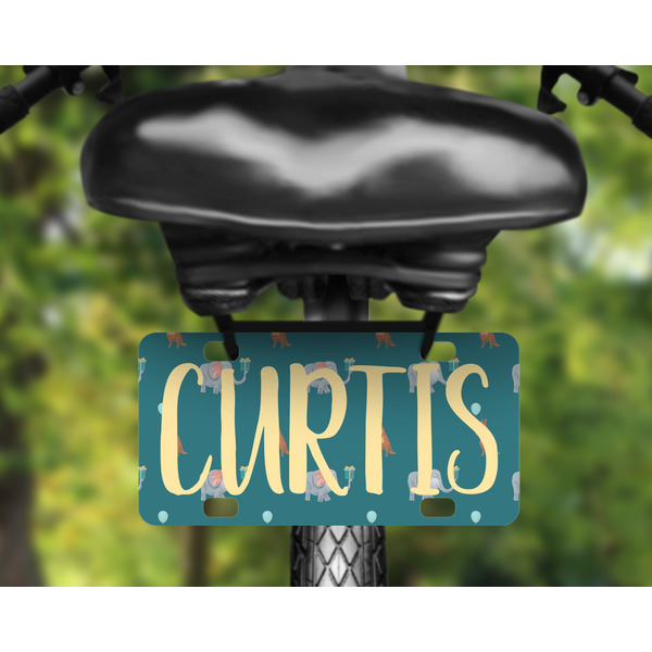 Animal Friend Birthday Mini License Plate on Bicycle