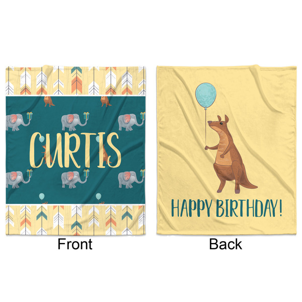 Animal Friend Birthday Minky Blanket - 50"x60" - Double Sided - Front & Back