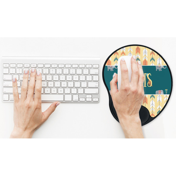 Animal Friend Birthday Mouse Pad with Wrist Rest - LIFESYTLE 2 (in use)