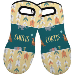 Animal Friend Birthday Neoprene Oven Mitts - Set of 2 w/ Name or Text
