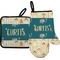 Animal Friend Birthday Oven Mitt & Pot Holder Set w/ Name or Text