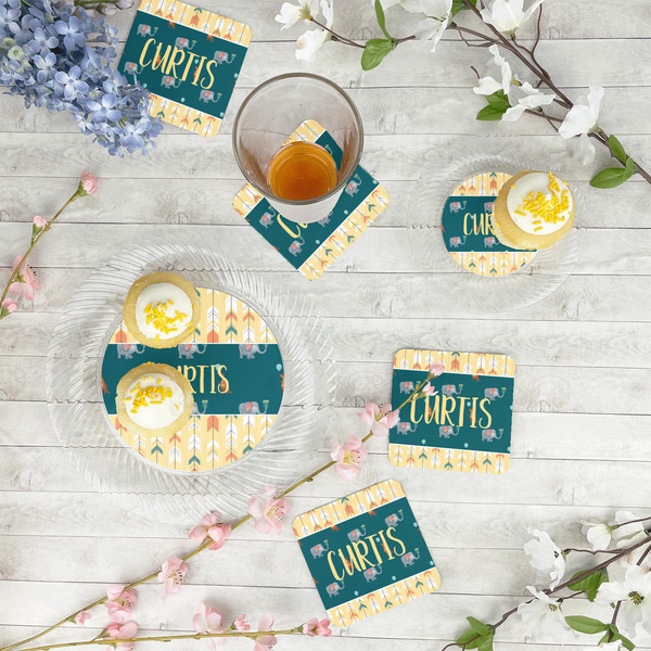 Animal Friend Birthday Paper Coasters - In Context