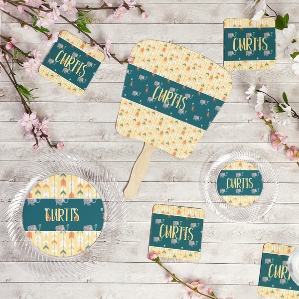 Animal Friend Birthday Party Supplies Combination Image - All items - Plates, Coasters, Fans