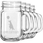 Animal Friend Birthday Mason Jar Mugs (Set of 4) (Personalized)