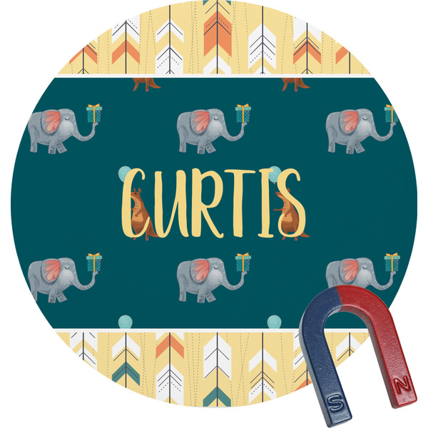 Custom Animal Friend Birthday Round Fridge Magnet (Personalized)