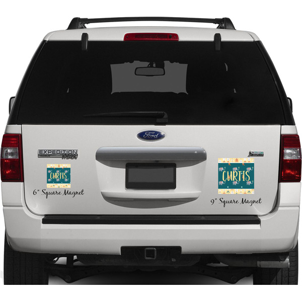 Animal Friend Birthday Personalized Square Car Magnets on Ford Explorer