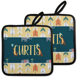 Animal Friend Birthday Pot Holders - Set of 2 w/ Name or Text