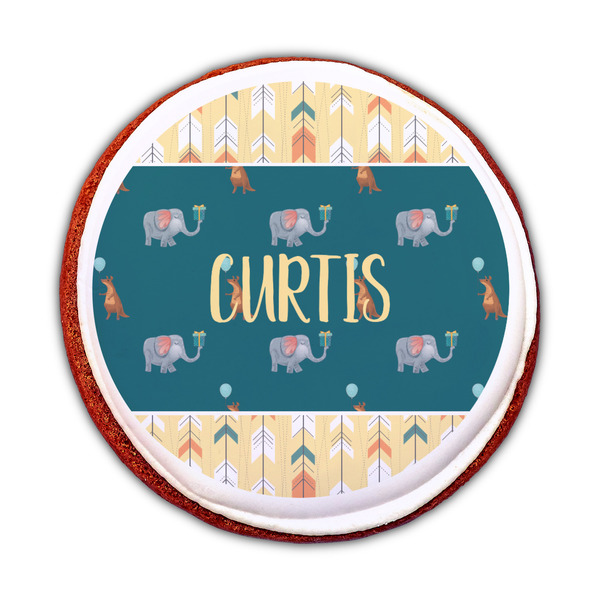 Animal Friend Birthday Printed Icing Circle - Medium - On Cookie