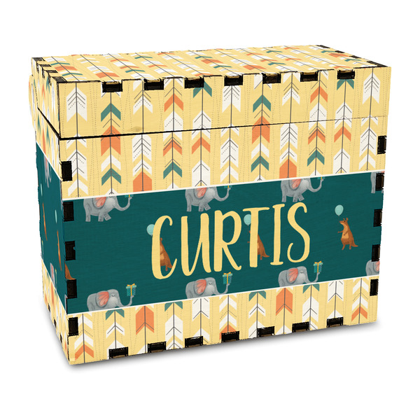 Custom Animal Friend Birthday Wood Recipe Box - Full Color Print (Personalized)