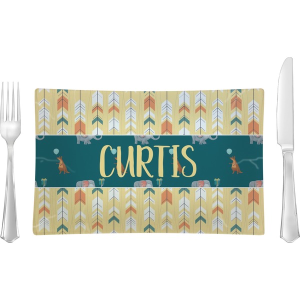 Custom Animal Friend Birthday Rectangular Glass Lunch / Dinner Plate - Single or Set (Personalized)