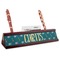 Animal Friend Birthday Red Mahogany Nameplates with Business Card Holder - Angle
