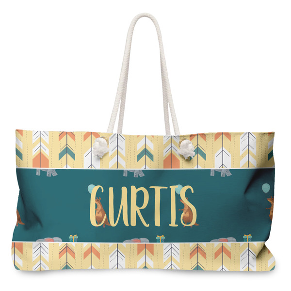Custom Animal Friend Birthday Large Tote Bag with Rope Handles (Personalized)
