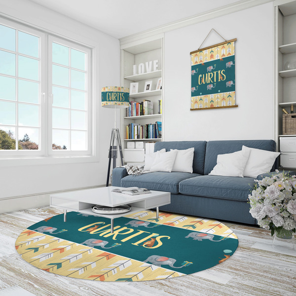 Animal Friend Birthday Round Area Rug - IN CONTEXT