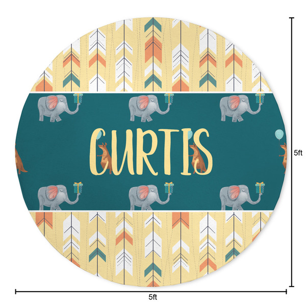Animal Friend Birthday Round Area Rug - Size